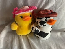 Way To Celebrate! Cowboy Cow Print Duck Plush Cowgirl Duck Stuffed Animal Lot 6”