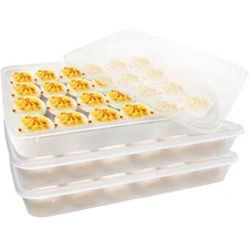 3Pack Egg Trays,Deviled Egg Containers with Lid,Egg Container Carrier,Refrige...