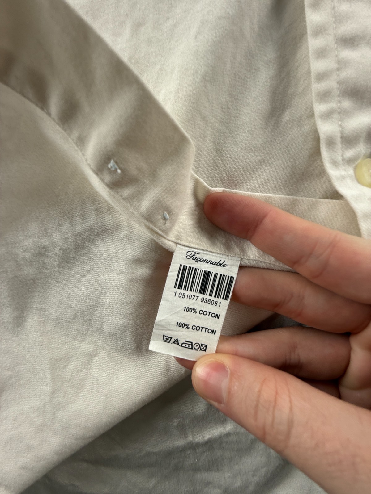 Faconnable Eggshell Button-Down Cotton Large Ivor… - image 12