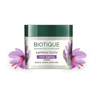 Biotique Saffron Youthful Dew Ageless Moisturizer (Pack of 2, 50g Each)