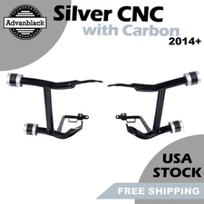 ProTek Rear Performance Crash Bar Saddlebags Guards Silver w/ Carbon For Harley