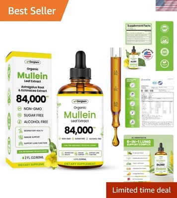 Alcohol-Free Mullein Drops for Respiratory Health - 2 Oz Natural Extract