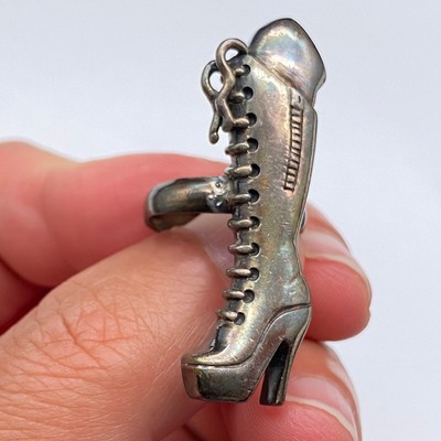Vintage High Heel Boot Sterling Silver Ring Size 6