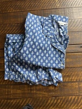 Mark And Graham Block Print Short Set Navy NWOT Medium
