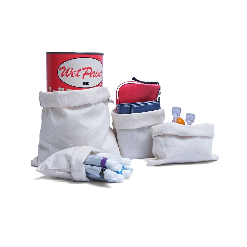 3 x 5 Inches 100% Cotton Reusable Storage Double Drawstring Bags. Pack of 100 - Image 2 of 4