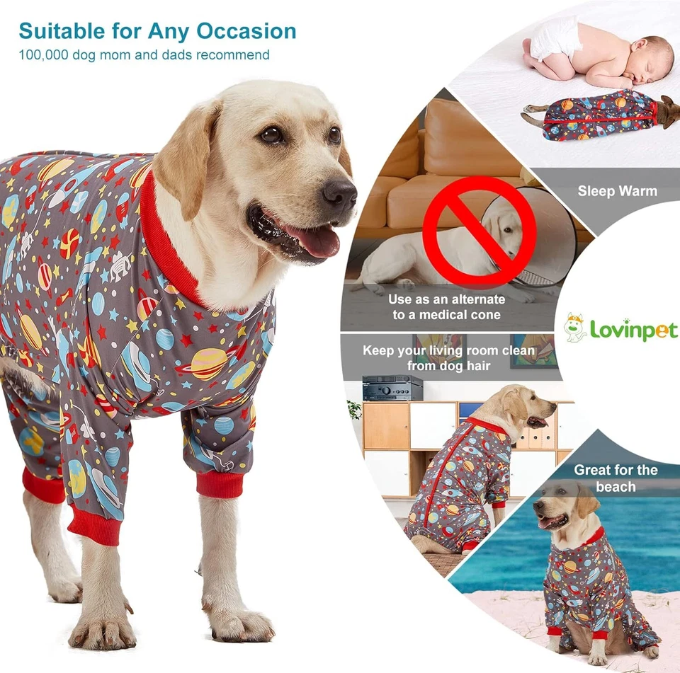 LovinPet Dog Pajamas Clothes UV Protection for Medium Large Dog After Surgery  - Image 3 of 4