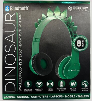 Sentry ''Dinosaur Headphone'' Bluetooth Wireless Folding Stereo w/Mic (BTDINO)