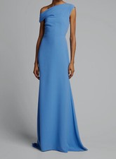 2990 Lela Rose Womens Blue Sleeveless Off-the-Shoulder Crepe Gown Dress Size 10