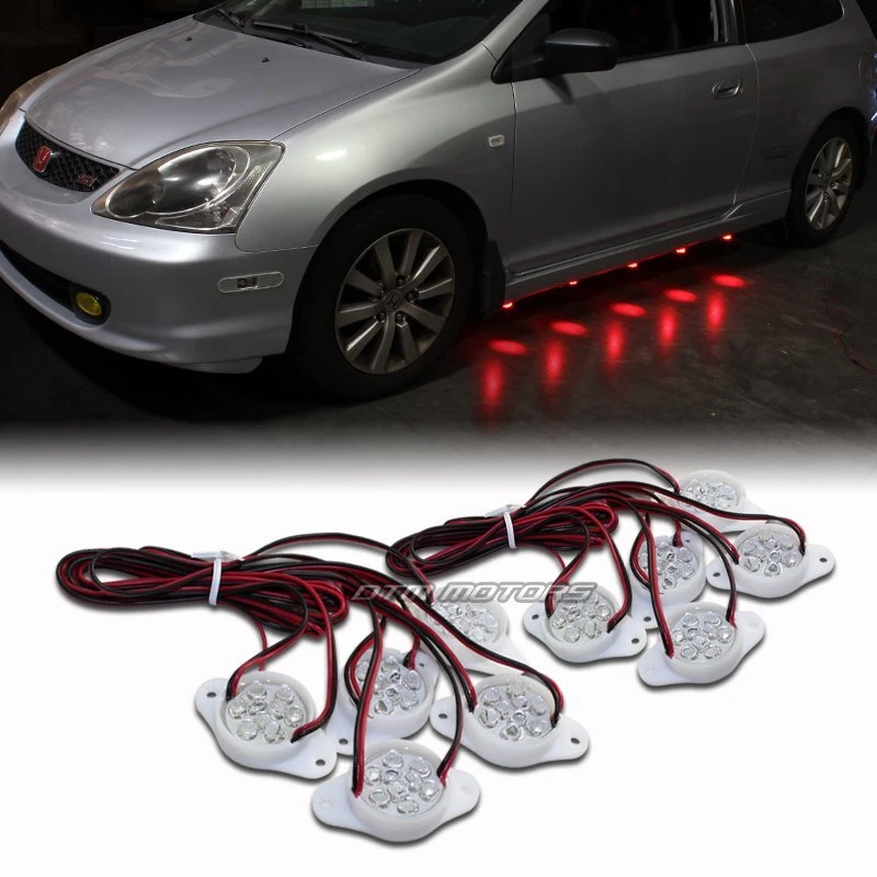 Strands Under Car Red STP Style 90 LED Puddle Lights Underglow Kit