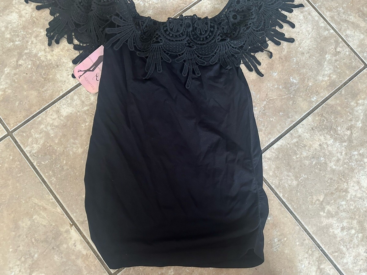 NWT Emma's Maternity OS Off The Shoulder Top Blouse Black All 9 Months Wear  | eBay