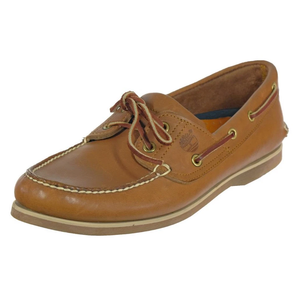 NEW TIMBERLAND Boat Shoes Casual Sz. 10.5 M Leather Tan Brown Lace-Up USA Made