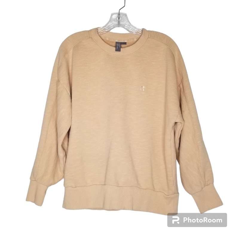 sweaty-betty essentials tan sweatshirt