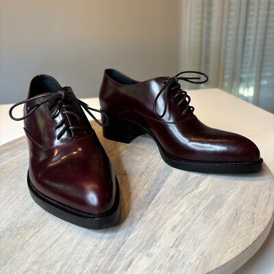 PRADA Women's Calzature Donna Spazzolato Fume Leather Oxford