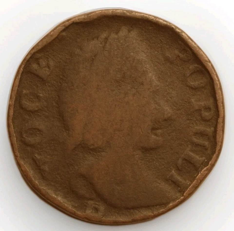 1760 VOCE POPULI Colonial Copper P Debajo Troquel Fallo N-14 Foto 2 de 4