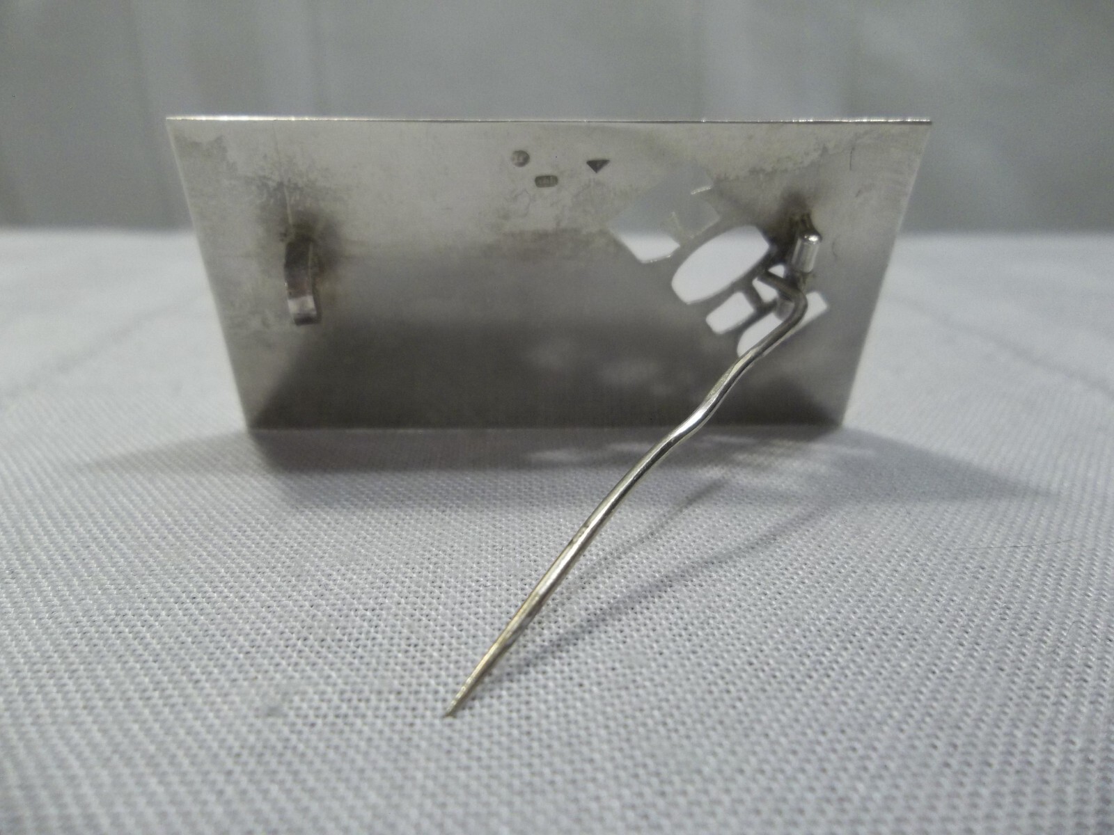 Antique 800 Silver Scroll Design Flat Brooch Mono… - image 5