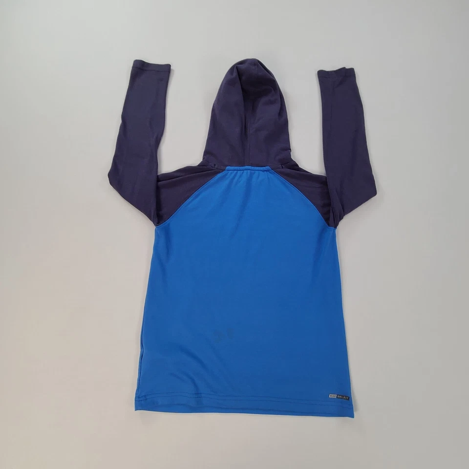 Hurley 毛衣男孩小号蓝色户外 Dri-Fit 长袖连帽衫儿童青少年 — 第 2/4 张图片