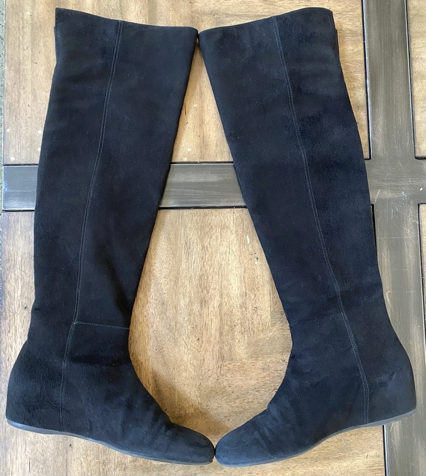 Stuart Weitzman Over the Knee Side Zip Black Suede 22" Boots | US6M - Image 2 of 4