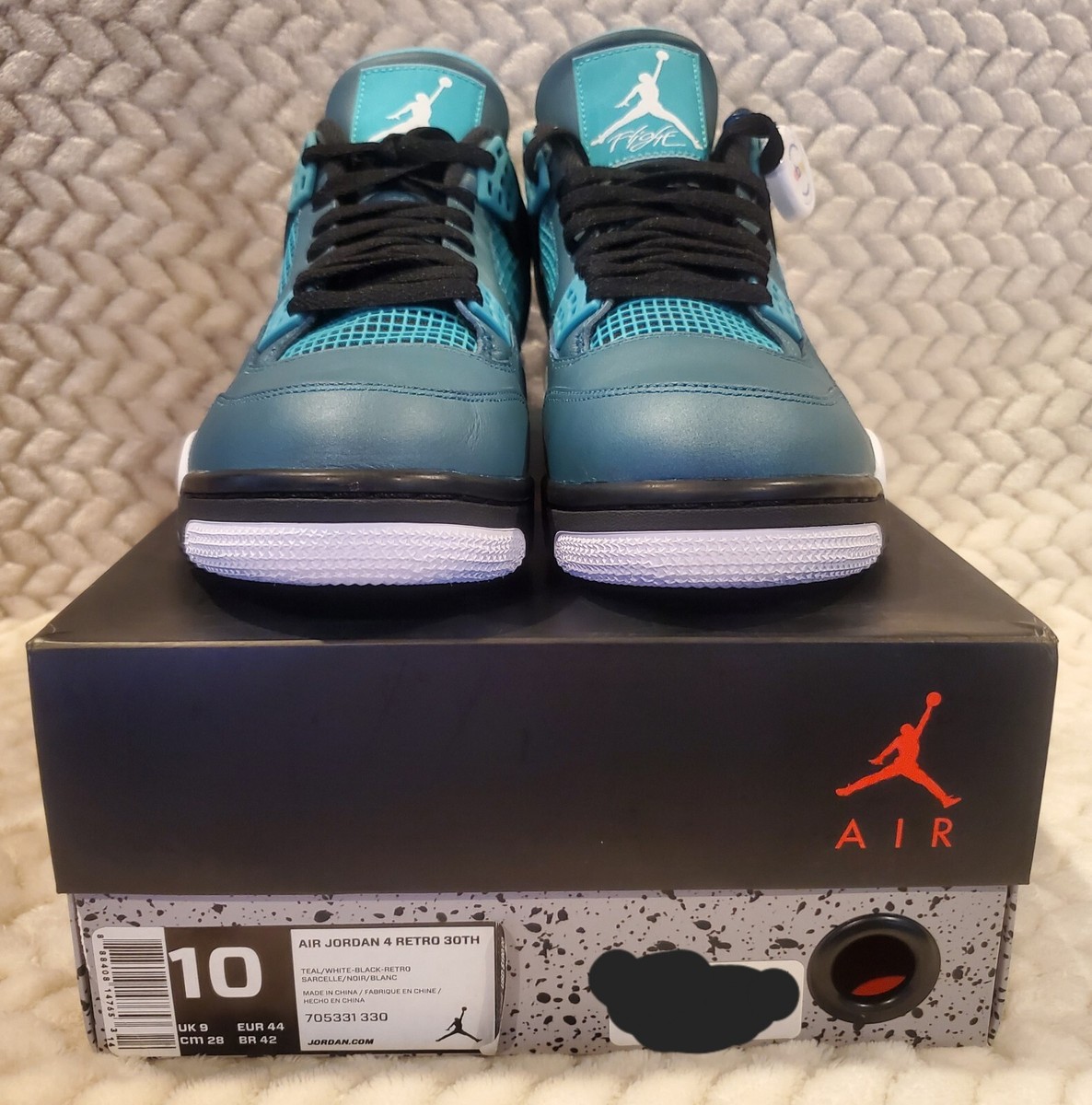 NIKE AIR JORDAN 4 RETRO TEAL WHITE BLACK RETRO SIZE MEN'S 10