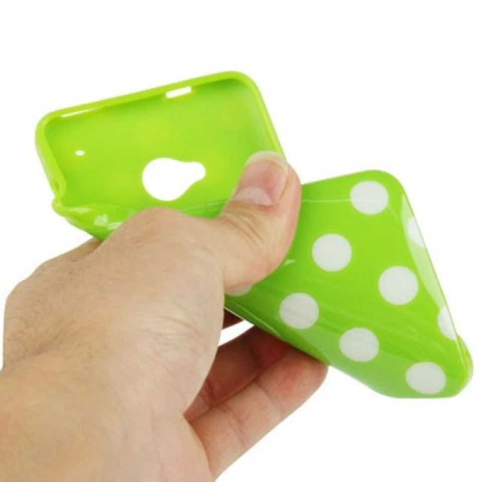 Punti Custodia Protettiva Rockabilly Case Bumper per Cellulare HTC One M7 Verde - Immagine 4 di 4