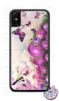 Easter Purple Eggs Butterflies Personalized Phone Case For iPhone Samsung Google