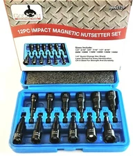 12pc GOLIATH INDUSTRIAL LASER ETCHED IMPACT MAGNETIC NUT SETTER DRIVER BIT SET