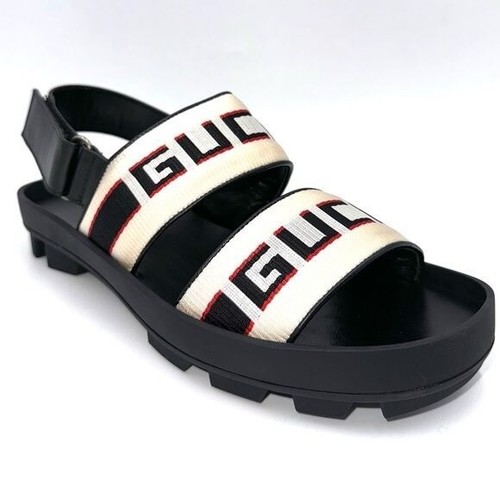 GUCCI Nylon Cirano Lux Stripe Mens Cleat Sole Slingback Sandals - Picture 3 of 7