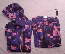 NIKE SPORTSWEAR TRACKSUIT ALLOVER PRINT TECH FLEECE  PANTS/FULL-ZIP HOODIE SMALL