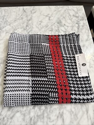 Jessica McClintock Black White Red Houndstooth Scarf  Wrap 66X34