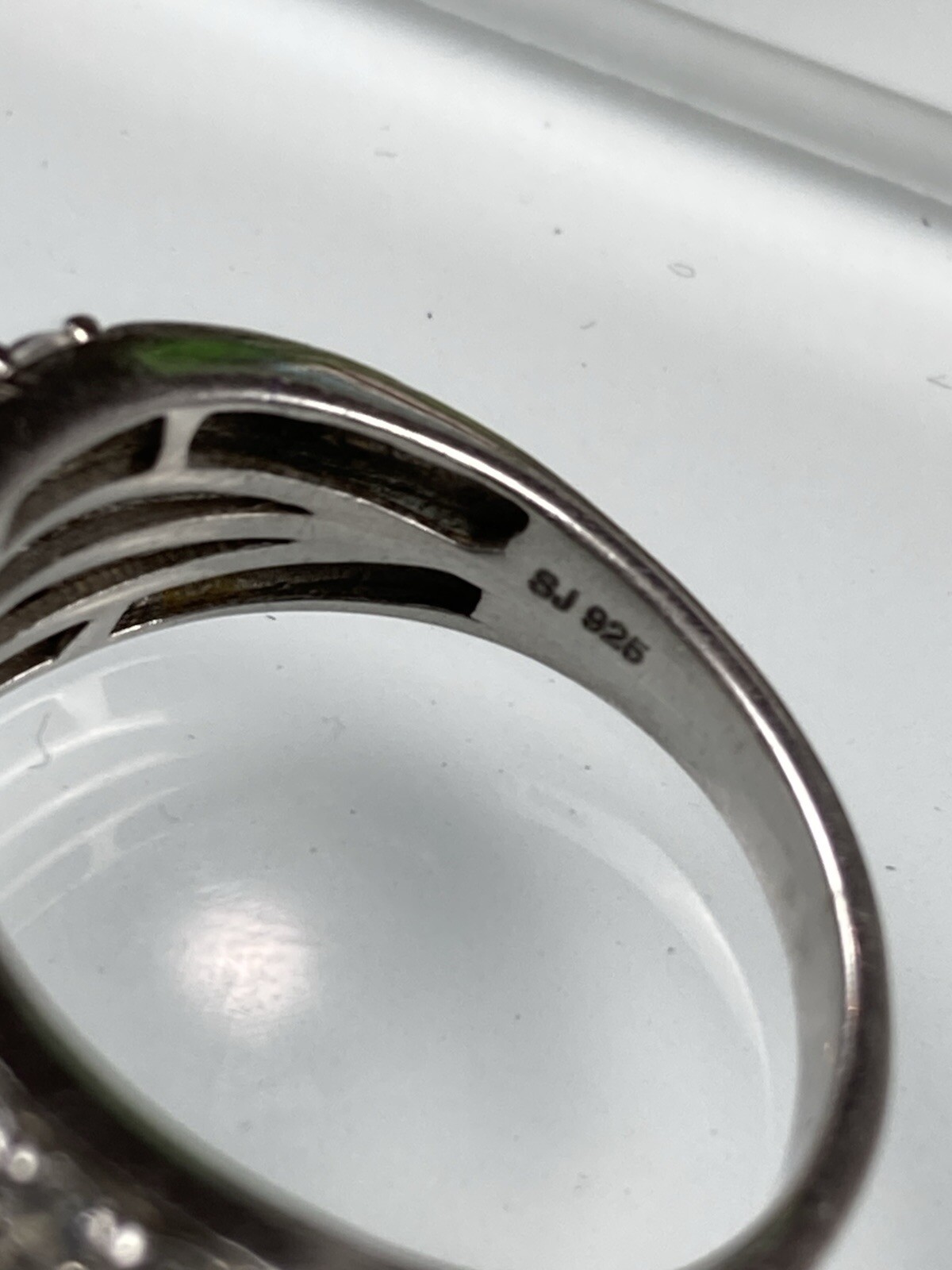 Sterling 925 Solid Silver Iced Cluster Cushion En… - image 14