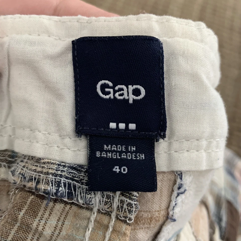 Gap Shorts Mens 40 Patchwork Madras CARGO Brown Plaid Multicolor Cotton - Image 2 of 4