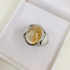 Yellow Citrine Cabochon Gemstone Ring For Men 925 Silver ring For Men Jewelry