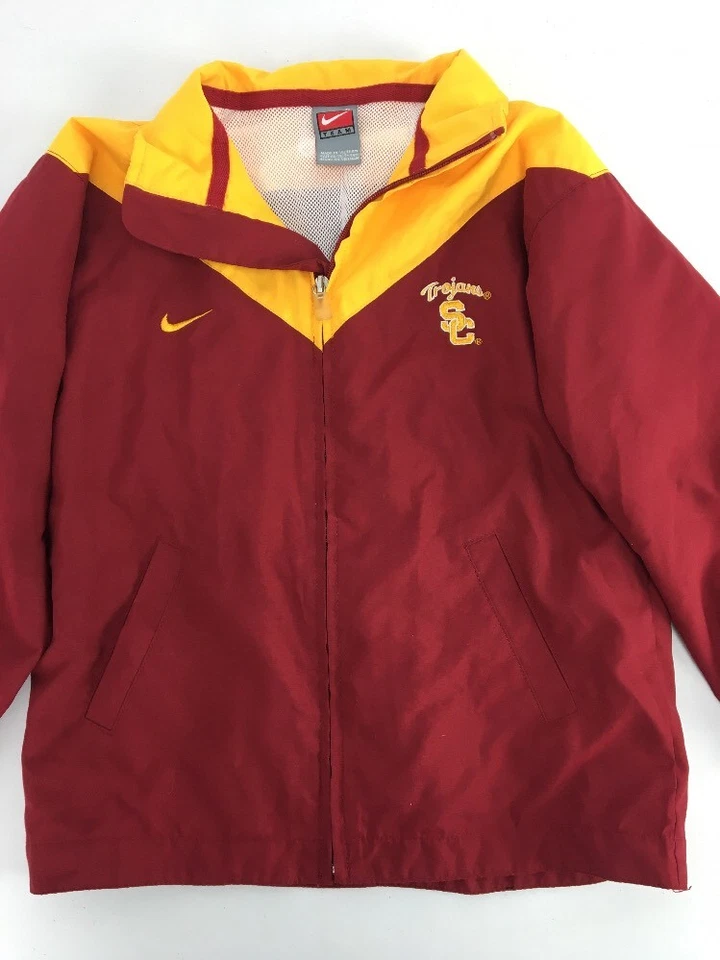 Chaqueta cortavientos Nike USC Trojans con cuello juvenil talla 6 amarillo borgoña L/S cremallera Foto 3 de 4