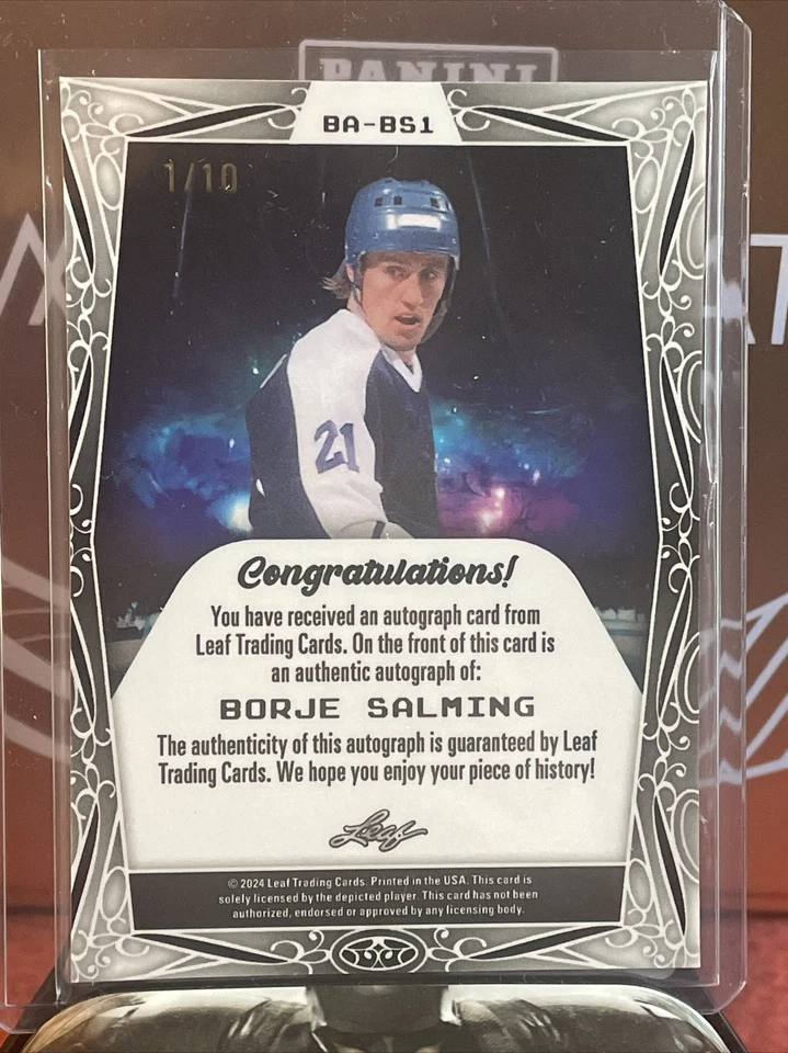 2024 Leaf Metal Legends Hockey Borje Salming Auto BA-BS1 Silver Shimmer 1/10 Foto 2 de 2