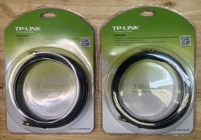 TP Link Tl-ANT24EC3S 3 Meter Antenna Extension Cable RP-SMA M / F Conne Lot of 2