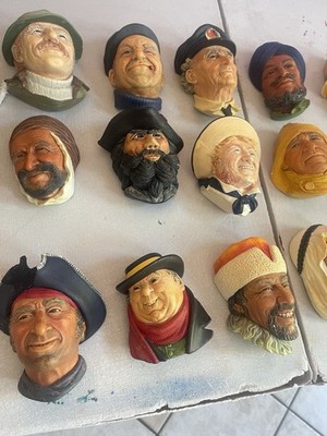 Vintage Bossons Chalkware Character Heads Lot of  17.