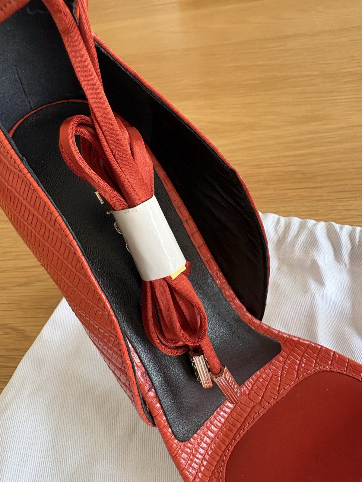 REISS Coco Orange Leather Heeled Sandals- Size 4(37) RRP £165 New With Bag & Box image 4