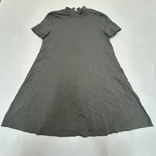 H&M Black T-Shirt Dress Women’s S Short Sleeve Mock Neck Stretch A-Line Minimali