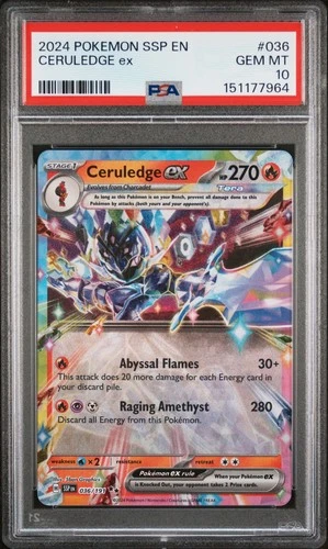 2024 POKEMON SSP EN-SURGING SPARKS #036 CERULEDGE EX PSA 10