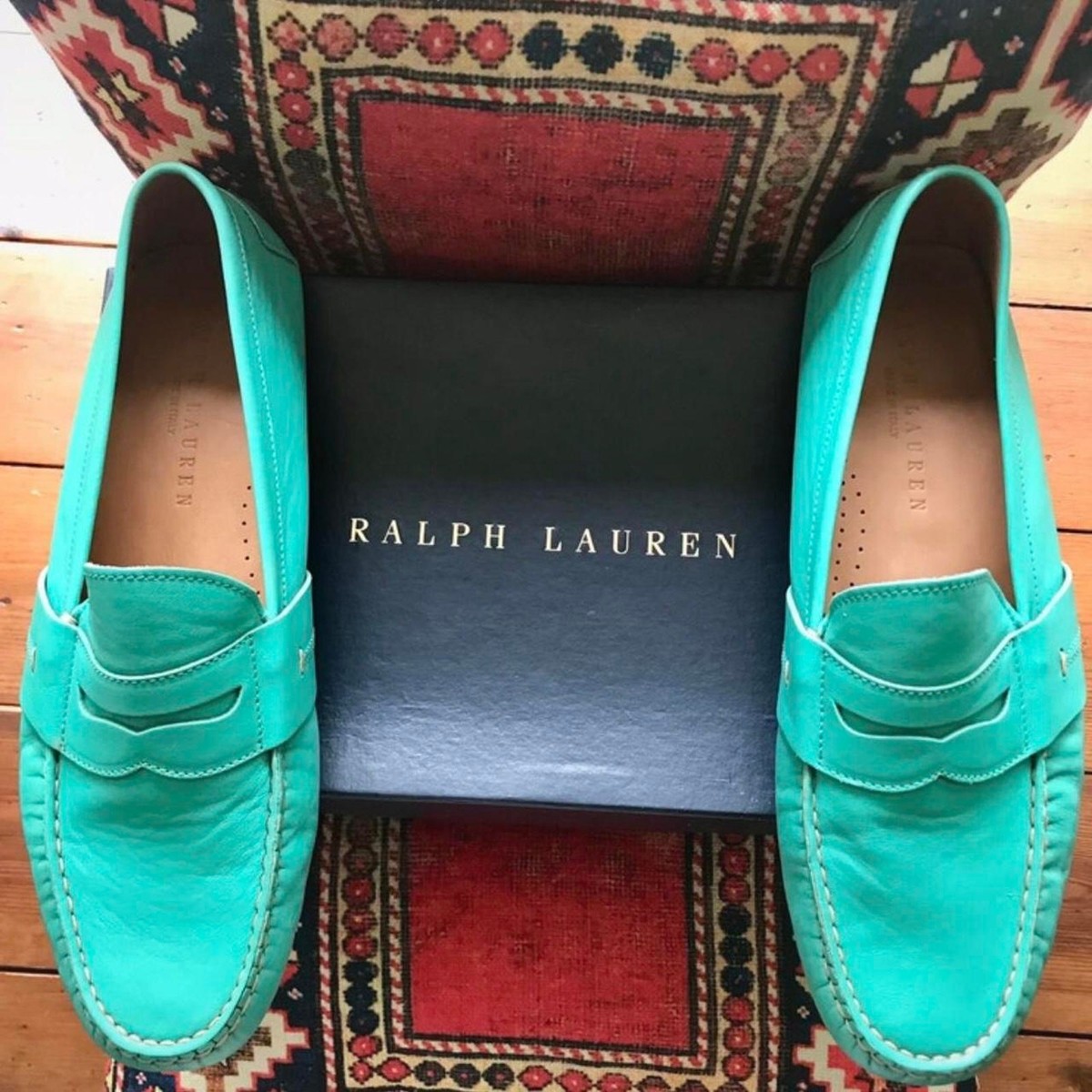 RALPH Lauren..HAYWARD DRIVERS ?️RALPH LAUREN PURPLE LABEL HAYWARD Black LEATHER DRIVER  main image 3