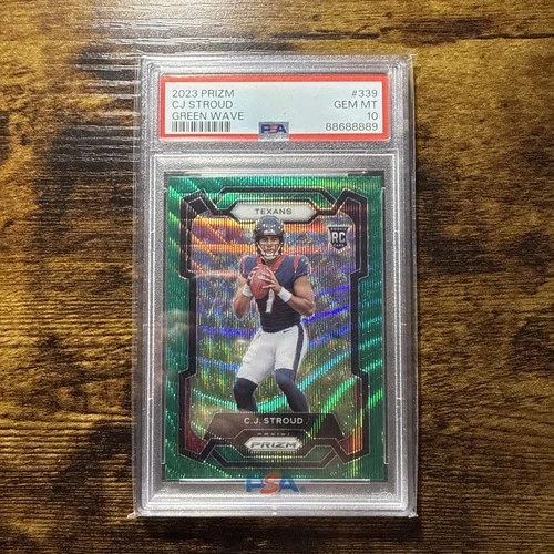 2023 PANINI PRIZM CJ STROUD GREEN WAVE ROOKIE PRIZM #339 PSA 10