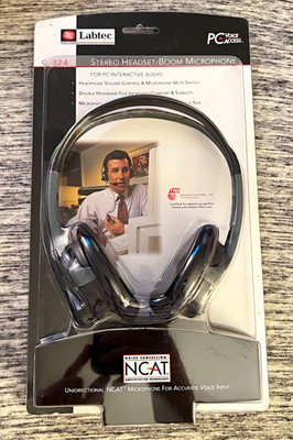 Labtec C-324 Stereo Noise Canceling Boom Headset 3.5mm 8ft Cable