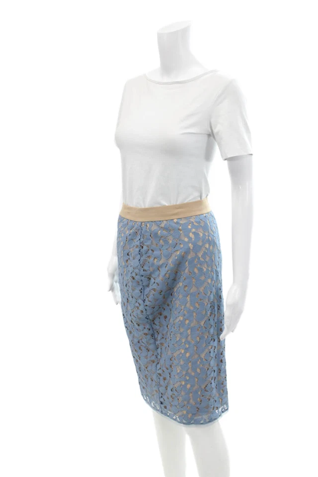 BCBG Max Azria Womens Bess Knee Length Pencil Skirt Shadow Blue Size Extra Small - Image 2 of 4