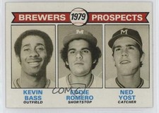 1979 Topps 1979 Prospects Kevin Bass Ed Romero Eddie Romero Ned Yost #708 uk2