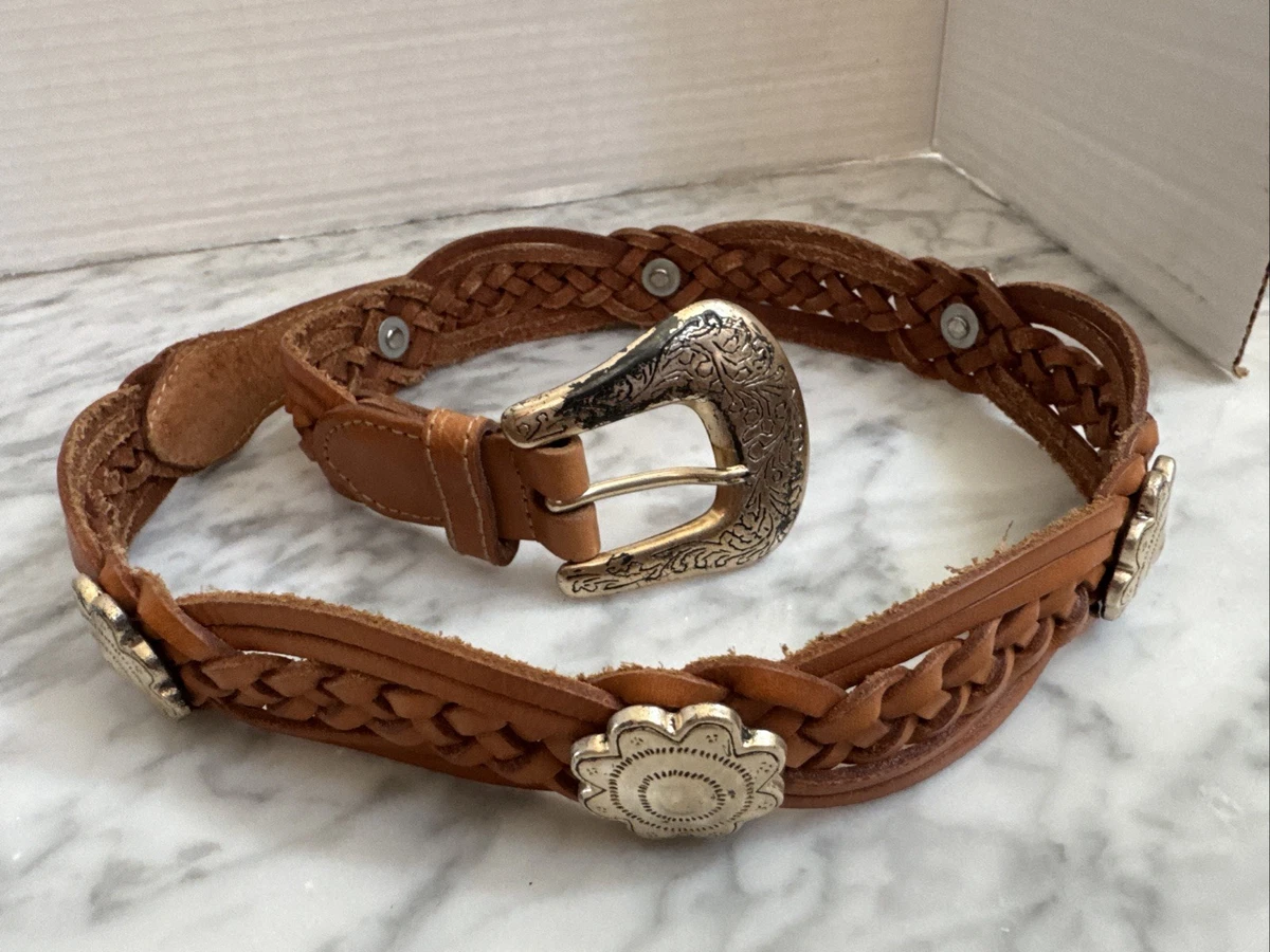 Studded Concho Chestnut Leather Belt Medium Boho Western Wide Embossed Fossil M & F Western Women main image 4