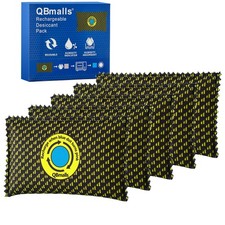 QBmalls 100g Rechargeable Desiccant Pack of 5,Moisture Absorber 5pack, yellow 