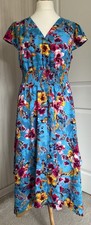 Joe Browns Floral Midaxi Dress Size 16 Handkerchief Hem Wrap Neck Wedding Party