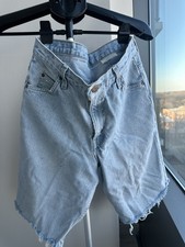 BRITTANIA Loose Fit Light Blue Denim Jean Shorts Distressed Pockets Men's