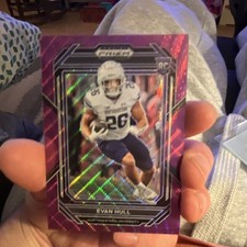 Panini Prizm Draft Picks Evan Hull #133 Purple Wave Rookie Northwestern Card. rookie card picture