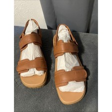 Vionic Brown Leather Double-Strap Adjustable Sandals NWOT