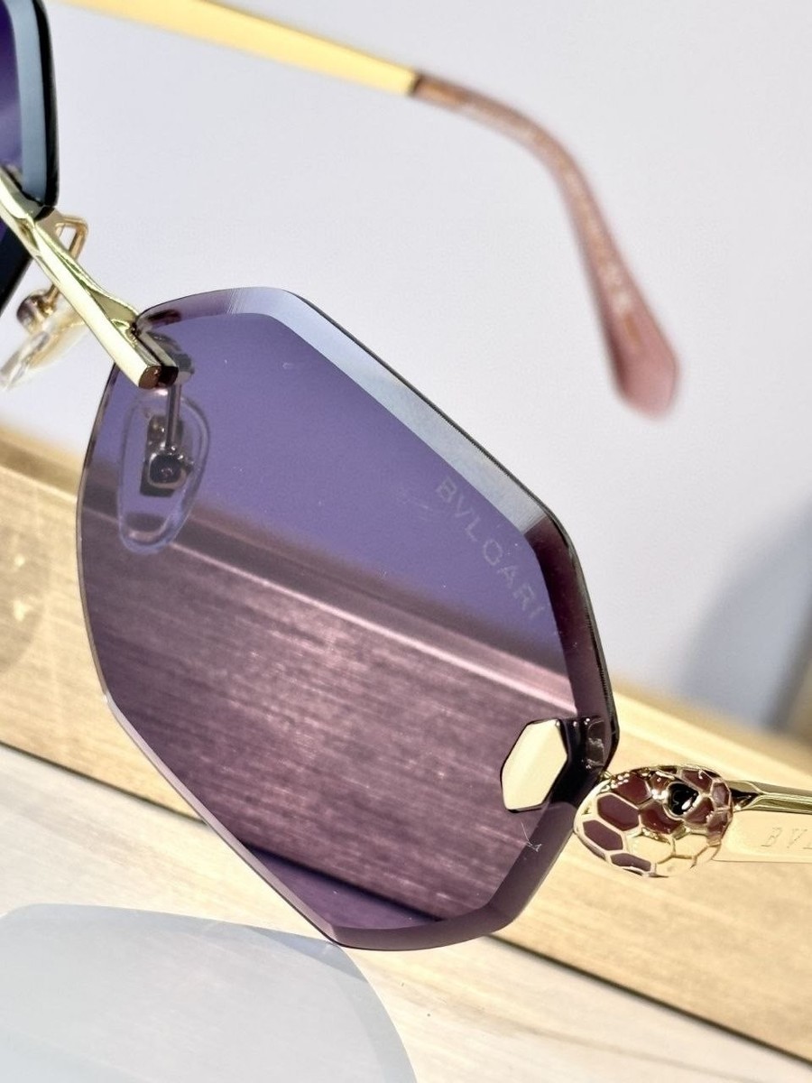 Bvlgari Sunglasses Rimless Purple Gradient Gold Tone Designer